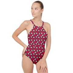 Bento Lunch Red High Neck One Piece Swimsuit