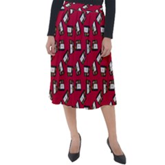 Bento Lunch Red Classic Velour Midi Skirt  by snowwhitegirl