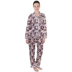 Bento Lunch Pink Satin Long Sleeve Pyjamas Set