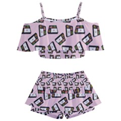 Bento Lunch Pink Kids  Off Shoulder Skirt Bikini