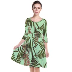 Fern Green Quarter Sleeve Waist Band Dress