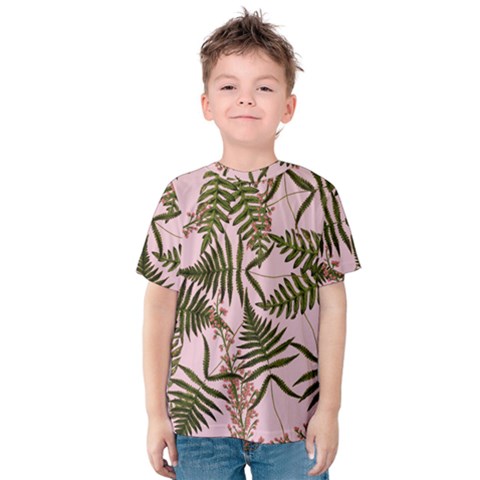 Fern Pink Kids  Cotton Tee by snowwhitegirl