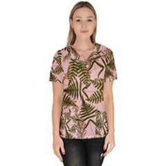 Fern Pink Women s V-neck Scrub Top by snowwhitegirl