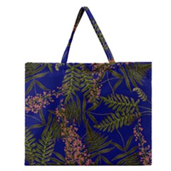 Fern Blue Zipper Large Tote Bag by snowwhitegirl