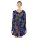 Fern Blue Long Sleeve Velvet V-neck Dress View1