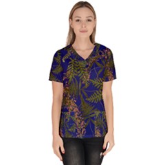 Fern Blue Women s V-neck Scrub Top by snowwhitegirl