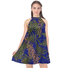 Fern Blue Halter Neckline Chiffon Dress  by snowwhitegirl