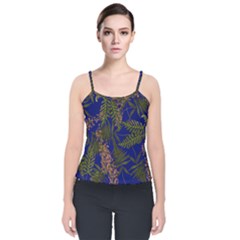 Fern Blue Velvet Spaghetti Strap Top