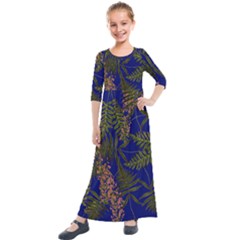 Fern Blue Kids  Quarter Sleeve Maxi Dress