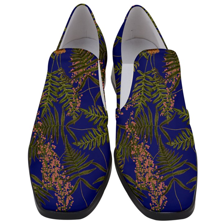 Fern Blue Slip On Heel Loafers