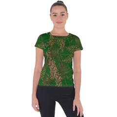 Fern Dark Green Short Sleeve Sports Top  by snowwhitegirl