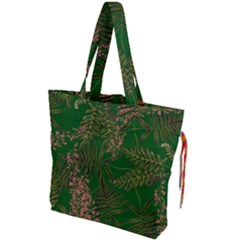 Fern Dark Green Drawstring Tote Bag