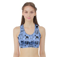 Dog Pattern Blue Sports Bra With Border by snowwhitegirl