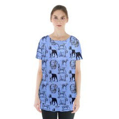 Dog Pattern Blue Skirt Hem Sports Top by snowwhitegirl