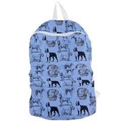 Dog Pattern Blue Foldable Lightweight Backpack