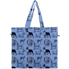 Dog Pattern Blue Canvas Travel Bag