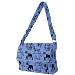 Dog Pattern Blue Full Print Messenger Bag