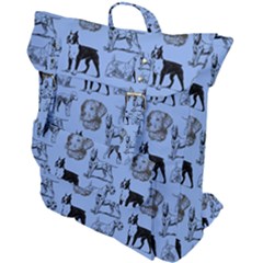 Dog Pattern Blue Buckle Up Backpack