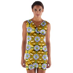 Summer Decorative Festive Wrap Front Bodycon Dress by pepitasart