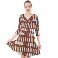 Candy Popsicles Brown Quarter Sleeve Front Wrap Dress by snowwhitegirl