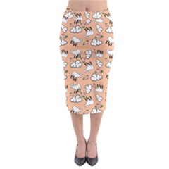 Vintage Lamb Pattern Peach Midi Pencil Skirt by snowwhitegirl