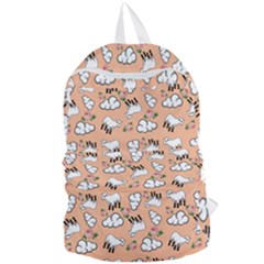 Vintage Lamb Pattern Peach Foldable Lightweight Backpack