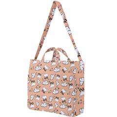 Vintage Lamb Pattern Peach Square Shoulder Tote Bag