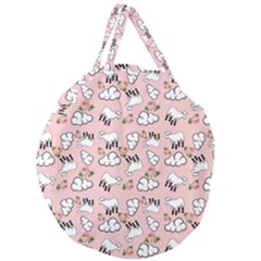 Vintage Lamb Pattern Pink Giant Round Zipper Tote by snowwhitegirl