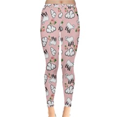 Vintage Lamb Pattern Pink Inside Out Leggings