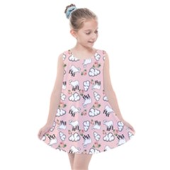 Vintage Lamb Pattern Pink Kids  Summer Dress