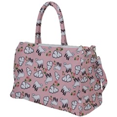 Vintage Lamb Pattern Pink Duffel Travel Bag by snowwhitegirl