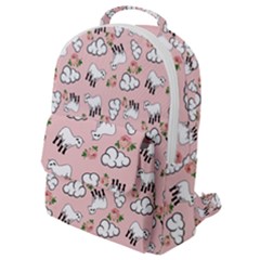 Vintage Lamb Pattern Pink Flap Pocket Backpack (small)