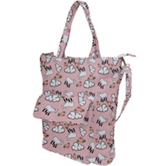 Vintage Lamb Pattern Pink Shoulder Tote Bag