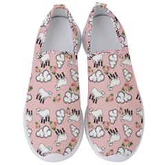 Vintage Lamb Pattern Pink Men s Slip On Sneakers