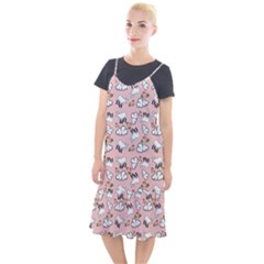 Vintage Lamb Pattern Pink Camis Fishtail Dress