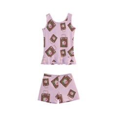 Shopping Bag Pattern Pink Kids  Boyleg Swimsuit