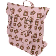 Shopping Bag Pattern Pink Buckle Up Backpack