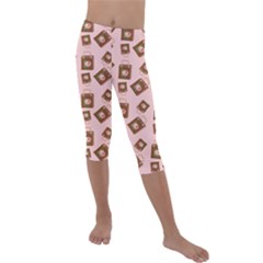 Shopping Bag Pattern Pink Kids  Lightweight Velour Capri Leggings 