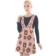 Shopping Bag Pattern Pink Plunge Pinafore Velour Dress