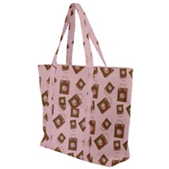 Shopping Bag Pattern Pink Zip Up Canvas Bag