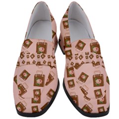 Shopping Bag Pattern Pink Women s Chunky Heel Loafers