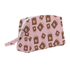 Shopping Bag Pattern Pink Wristlet Pouch Bag (medium)