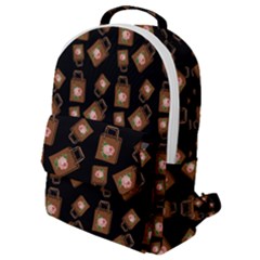 Shopping Bag Pattern Black Flap Pocket Backpack (small)