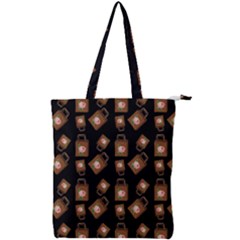 Shopping Bag Pattern Black Double Zip Up Tote Bag