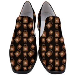 Shopping Bag Pattern Black Slip On Heel Loafers