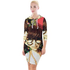 Olivia In The Fields Quarter Sleeve Hood Bodycon Dress