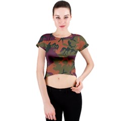 Camouflage Orange Crew Neck Crop Top by snowwhitegirl