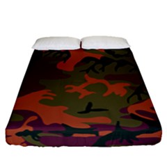 Camouflage Orange Fitted Sheet (queen Size) by snowwhitegirl