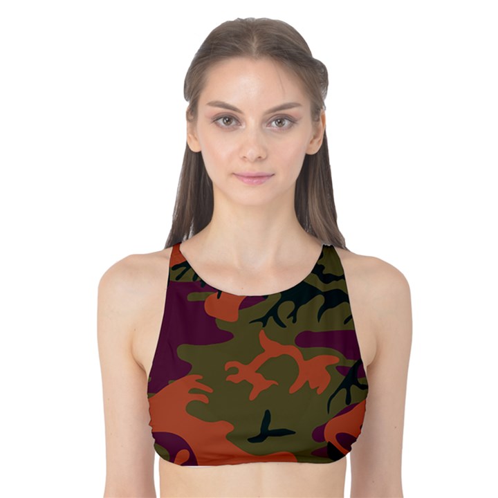 Camouflage Orange Tank Bikini Top