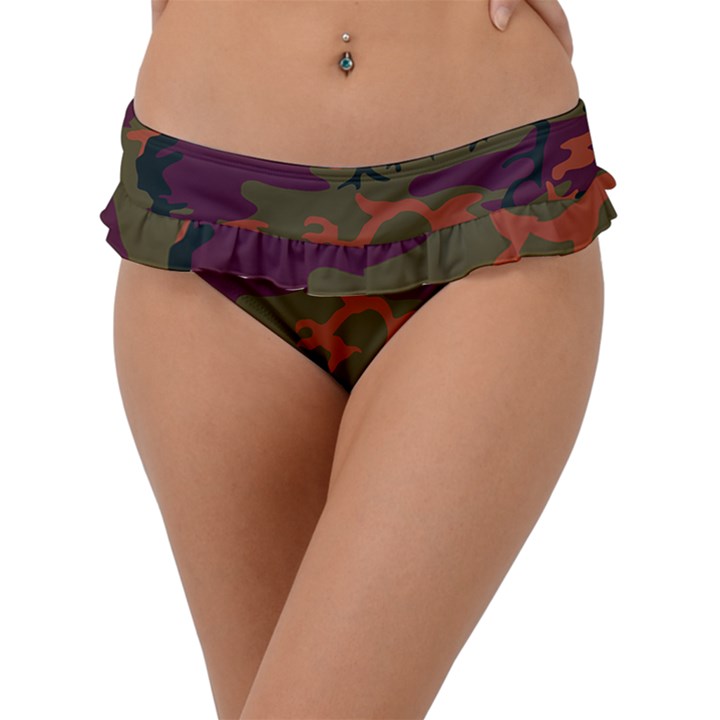 Camouflage Orange Frill Bikini Bottom